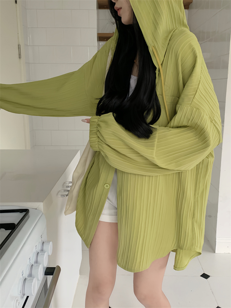 Hooded cardigan long sun shirt for women