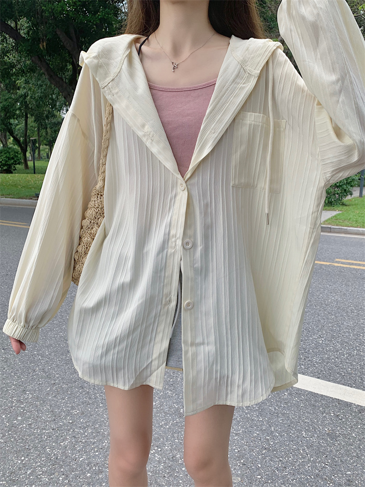 Hooded cardigan long sun shirt for women