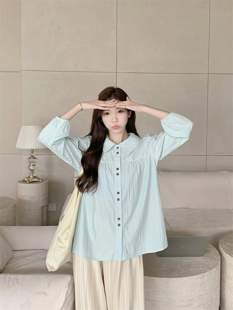 Loose long sleeve doll shirt tender France style tops