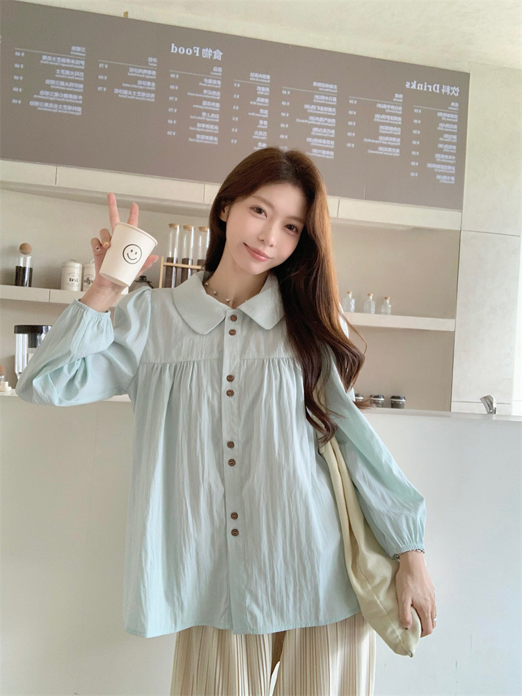 Loose long sleeve doll shirt tender France style tops