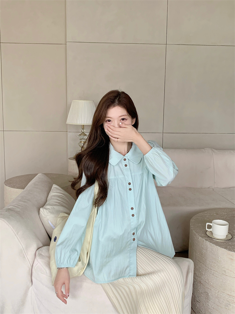 Loose long sleeve doll shirt tender France style tops