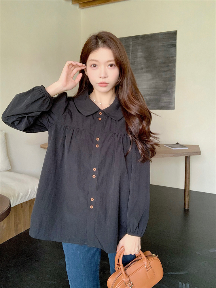 Loose long sleeve doll shirt tender France style tops