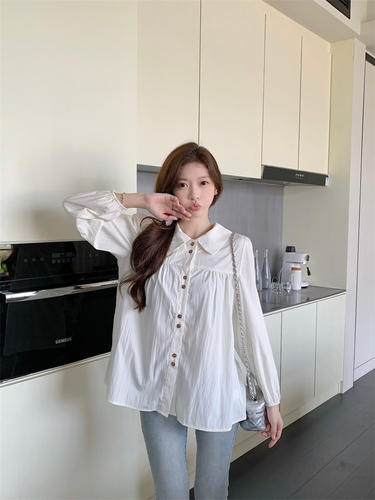 Loose long sleeve doll shirt tender France style tops