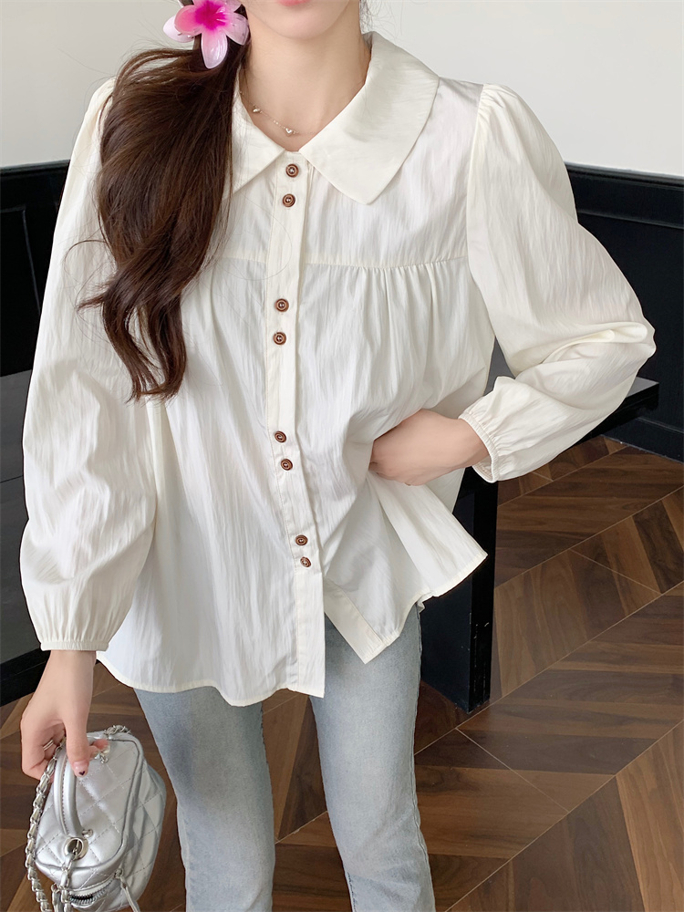 Loose long sleeve doll shirt tender France style tops