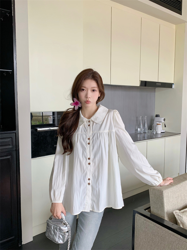 Loose long sleeve doll shirt tender France style tops