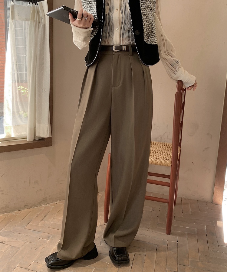 Drape Casual suit pants mopping slim wide leg pants