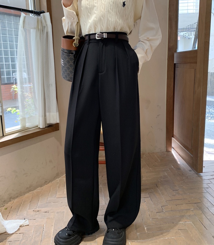 Drape Casual suit pants mopping slim wide leg pants