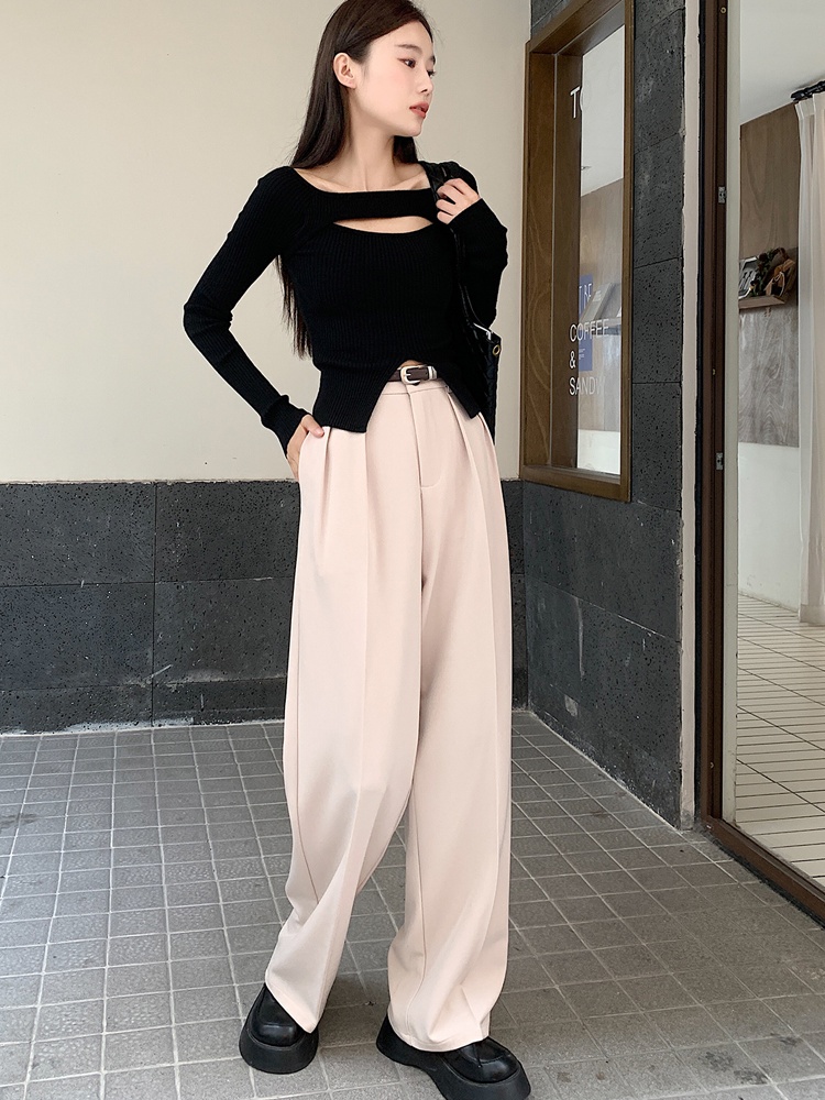 Drape Casual suit pants mopping slim wide leg pants