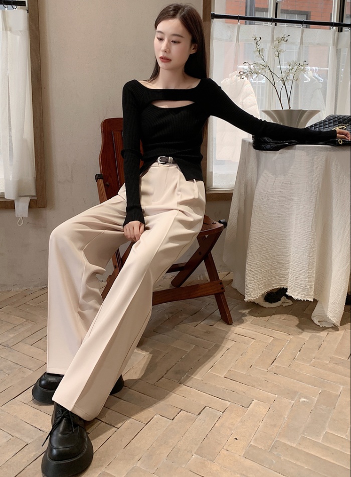 Drape Casual suit pants mopping slim wide leg pants