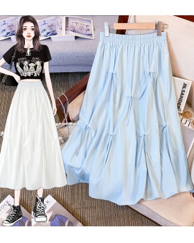 Bow drape long skirt A-line Hepburn style skirt for women