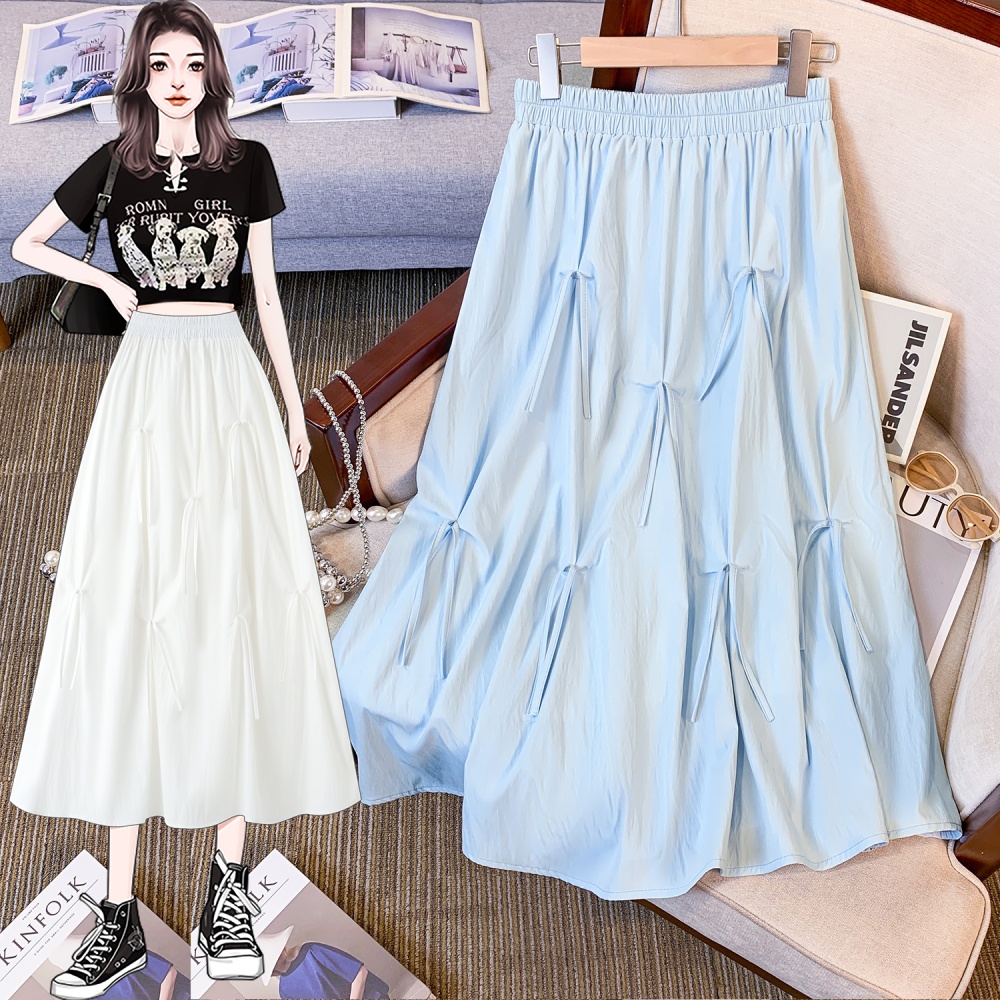 Bow drape long skirt A-line Hepburn style skirt for women