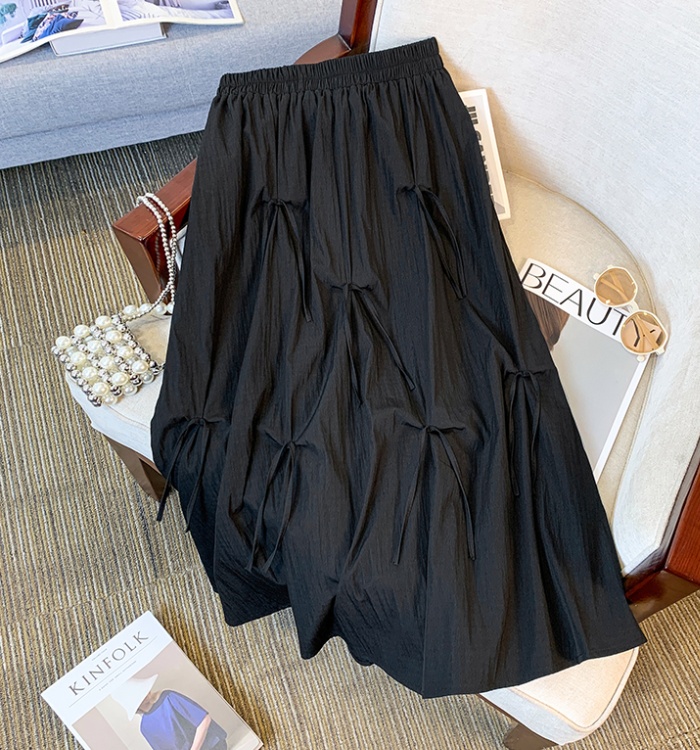 Bow drape long skirt A-line Hepburn style skirt for women