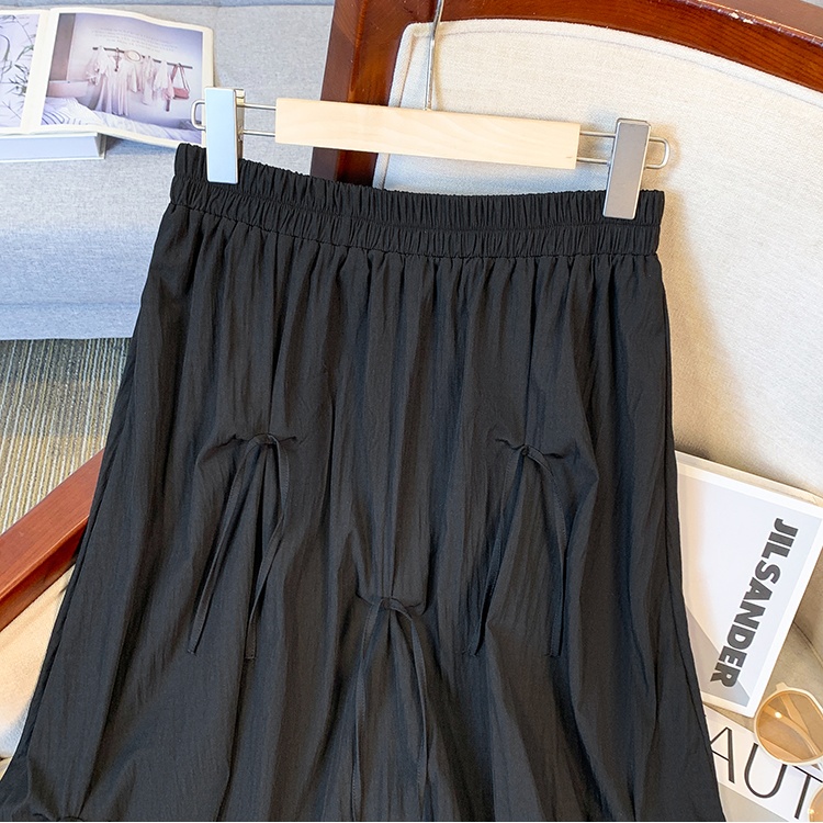 Bow drape long skirt A-line Hepburn style skirt for women