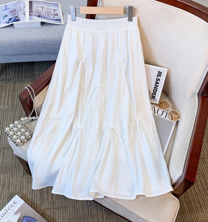 Bow drape long skirt A-line Hepburn style skirt for women