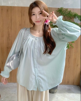 Long sleeve folds loose shirt fat France style tops for women