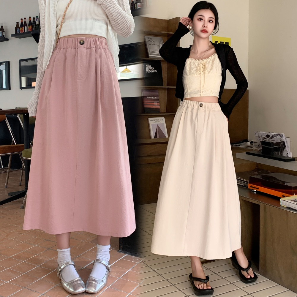 A-line long long skirt pleated skirt for women