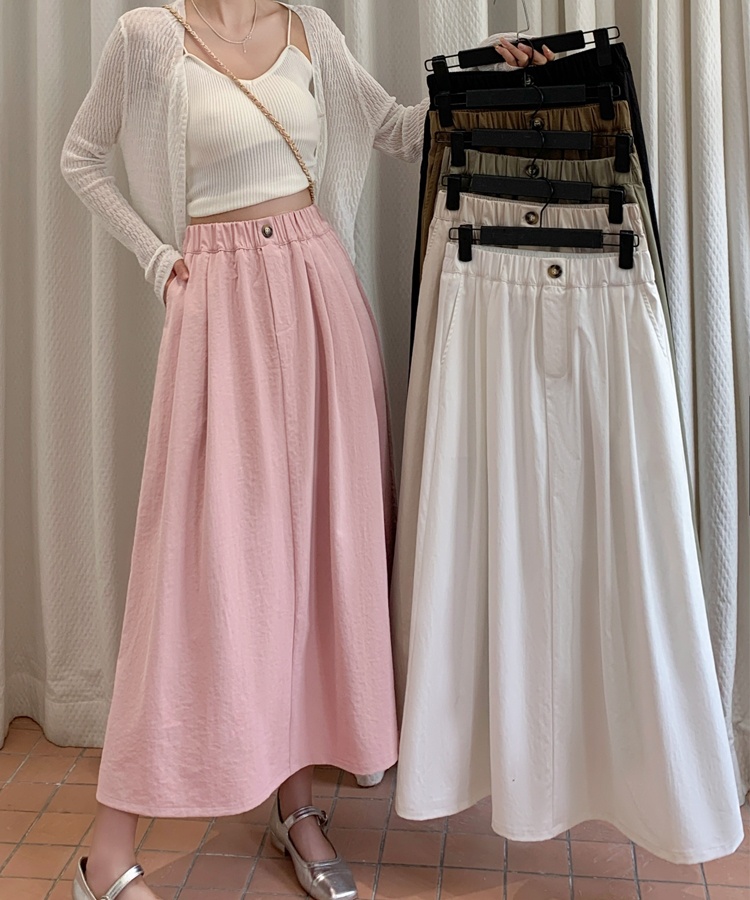 A-line long long skirt pleated skirt for women