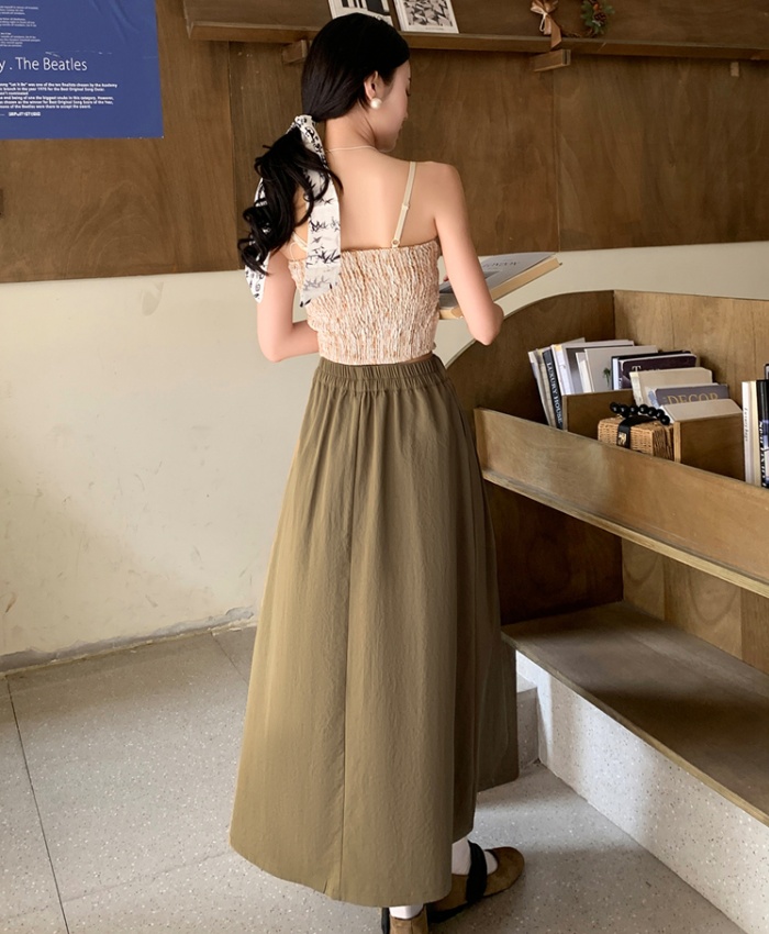 A-line long long skirt pleated skirt for women