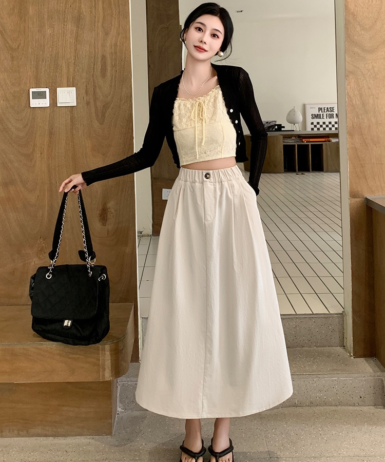 A-line long long skirt pleated skirt for women