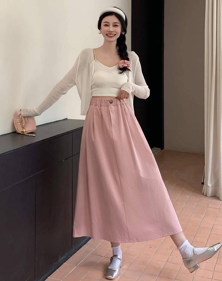 A-line long long skirt pleated skirt for women