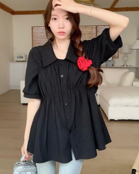 Summer slim shirt lotus leaf edges tops for women