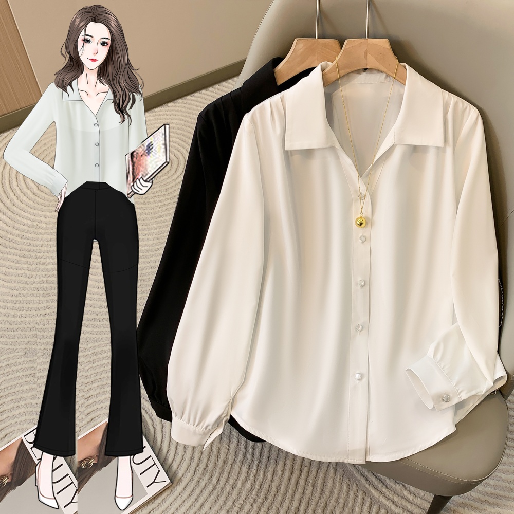 Profession France style shirt V-neck long sleeve tops