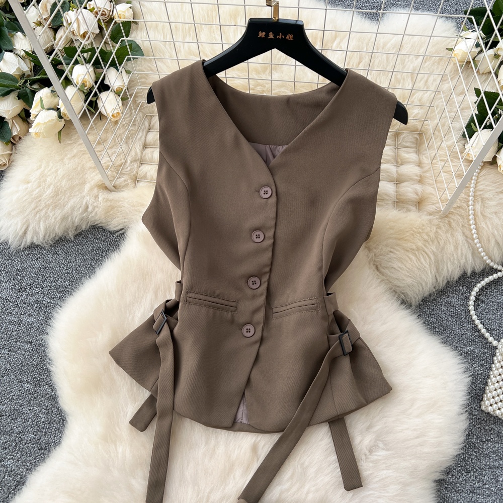 Light waistcoat pinched waist tops a set for women