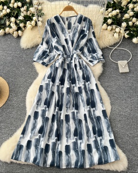 Printing long dress France style dress for women