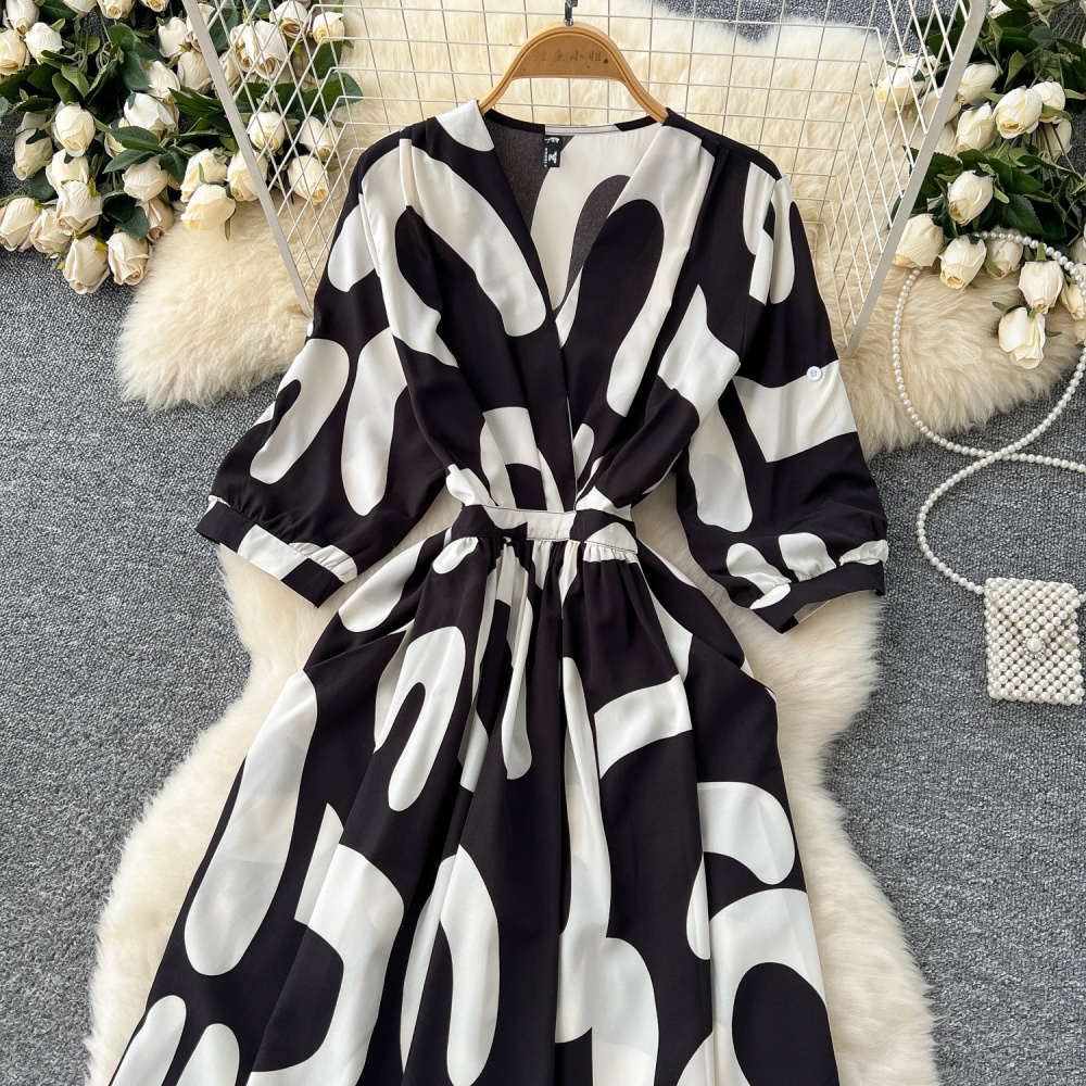 Printing long dress France style dress for women