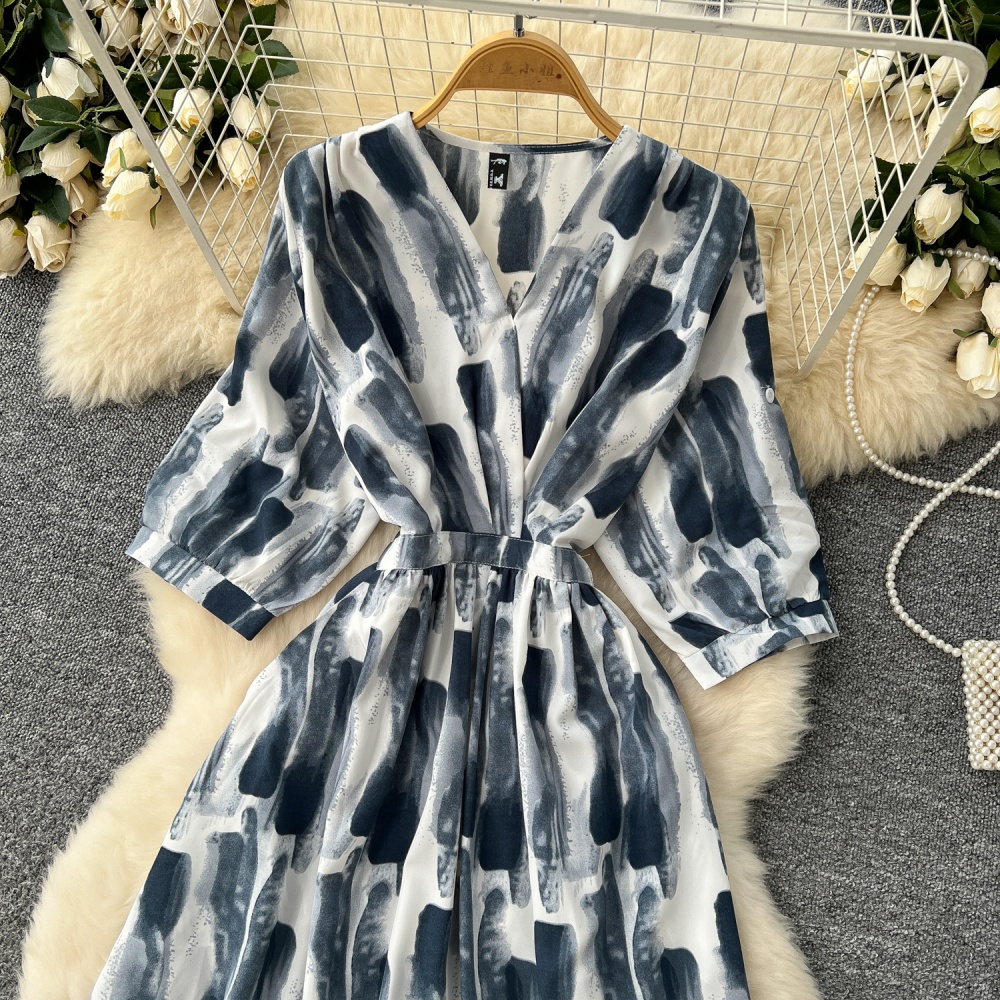 Printing long dress France style dress for women