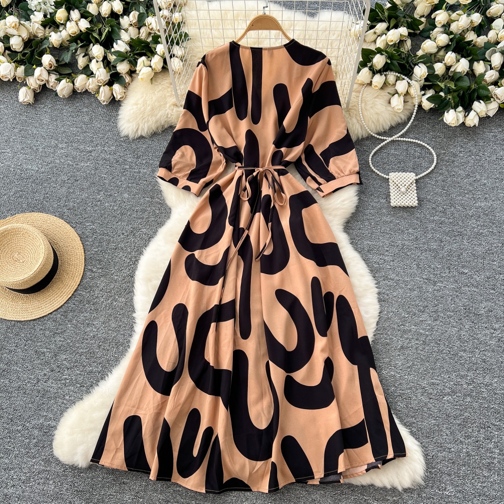 Printing long dress France style dress for women