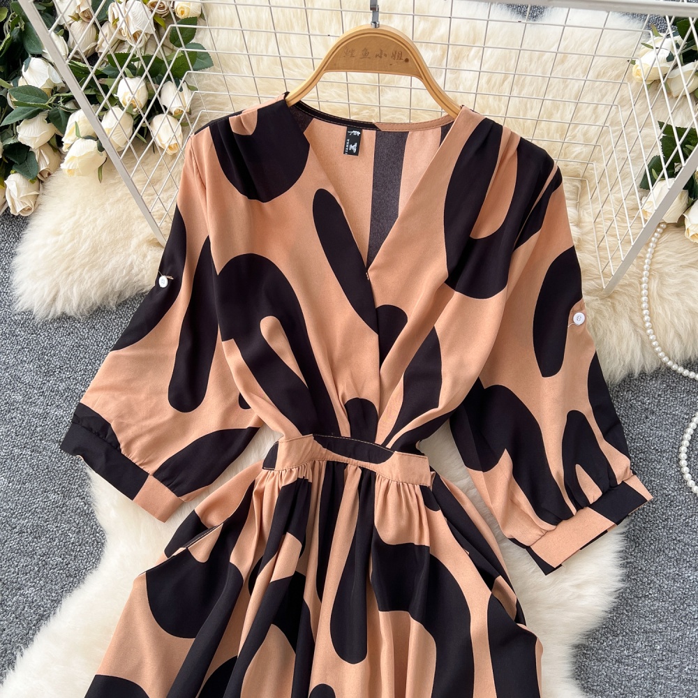 Printing long dress France style dress for women