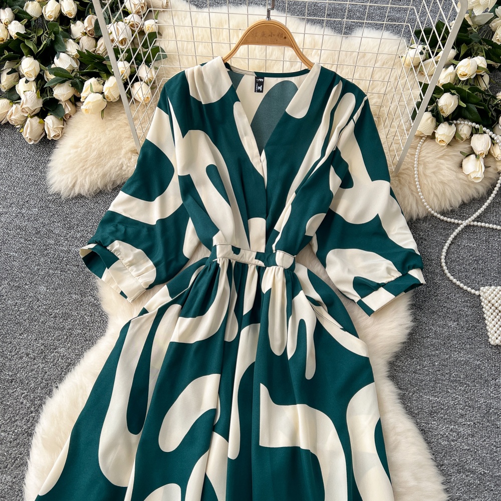 Printing long dress France style dress for women