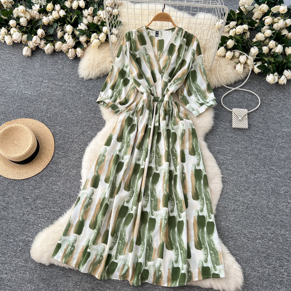 Printing long dress France style dress for women