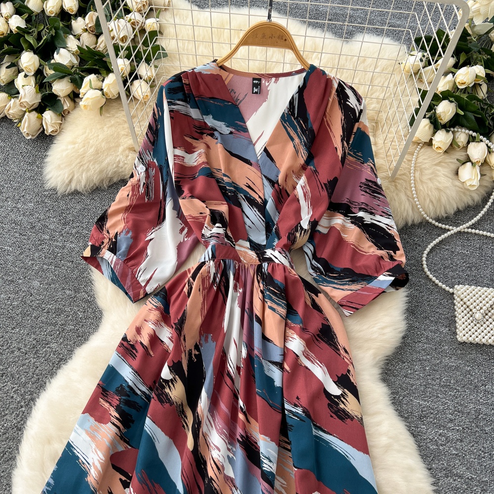 Printing long dress France style dress for women