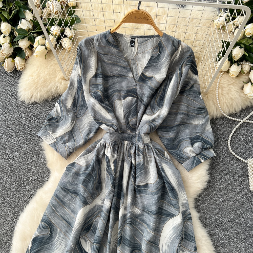 Printing long dress France style dress for women