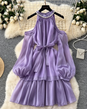 Halter vacation beading France style dress for women