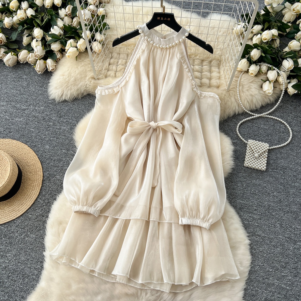 Halter vacation beading France style dress for women