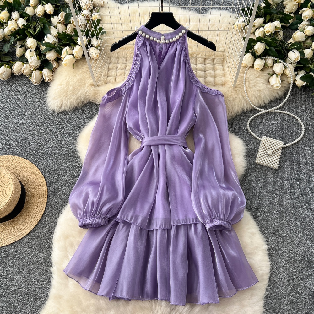 Halter vacation beading France style dress for women