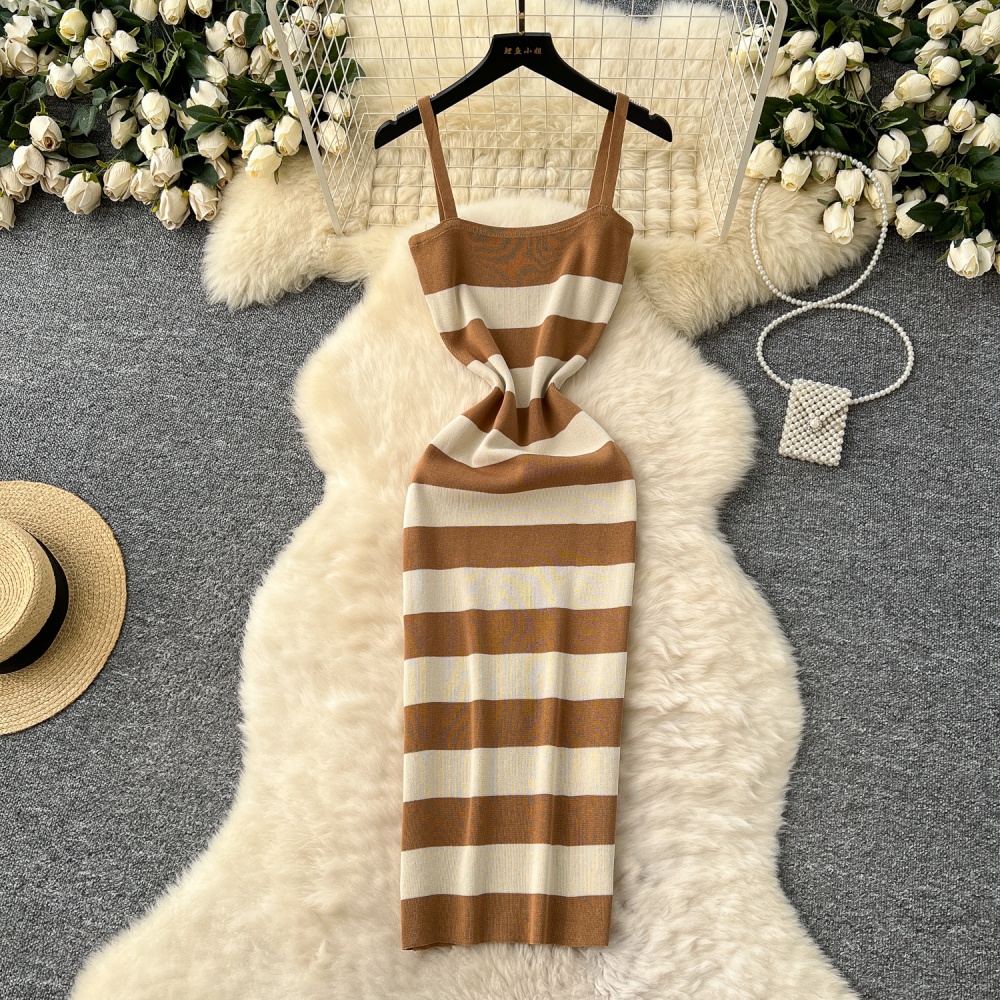 Round neck cardigan Korean style dress 2pcs set