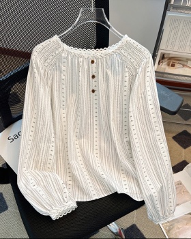 Lace niche tops round neck small shirt for women