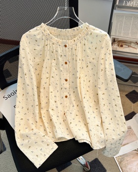 Chiffon polka dot tops floral Western style shirt for women