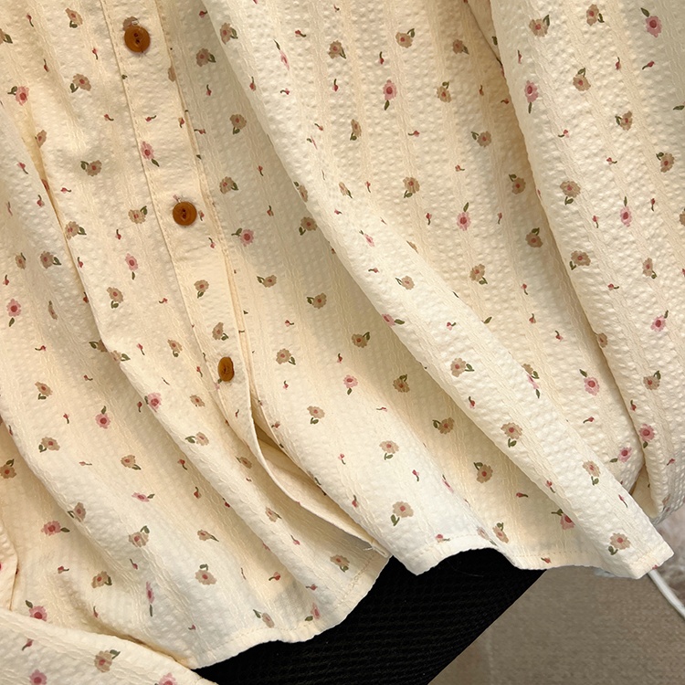 Chiffon polka dot tops floral Western style shirt for women