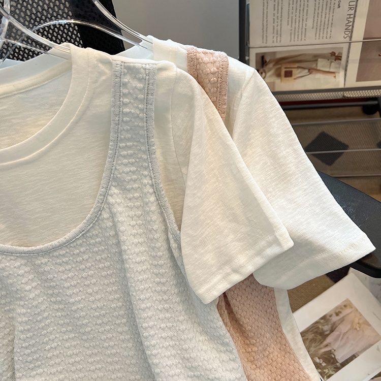 Pseudo-two Western style sweater loose splice tops