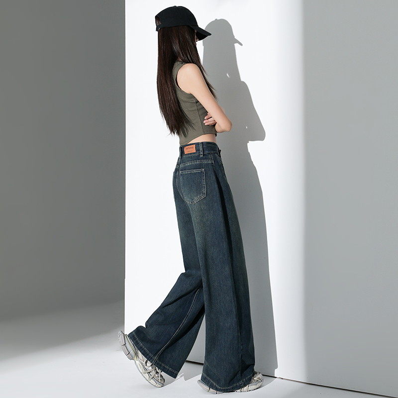 Loose slim jeans classic wide leg long pants