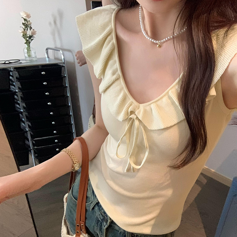 Korean style sleeveless tops temperament sweater for women