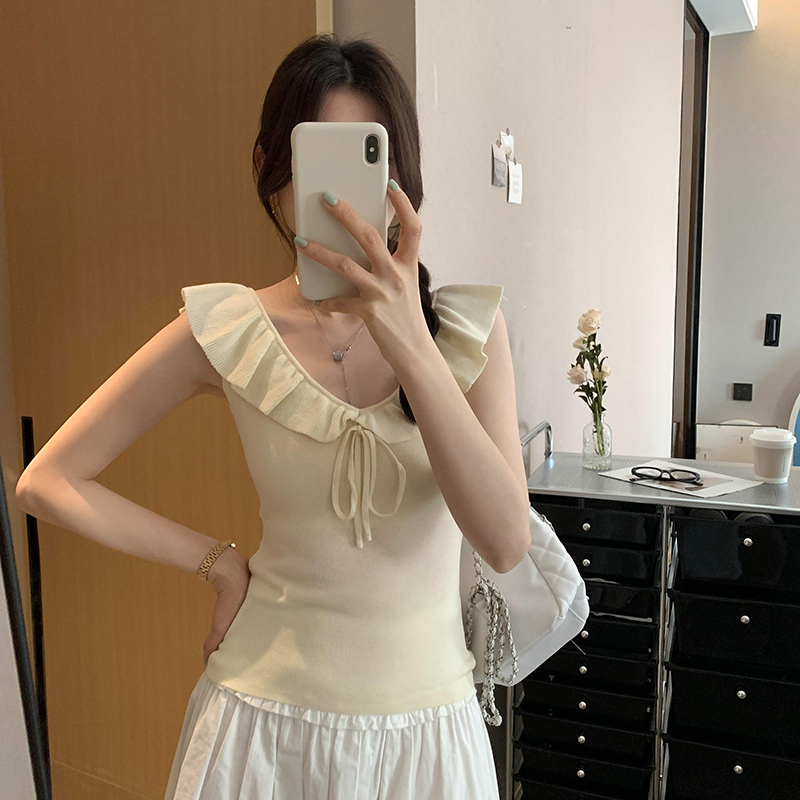 Korean style sleeveless tops temperament sweater for women