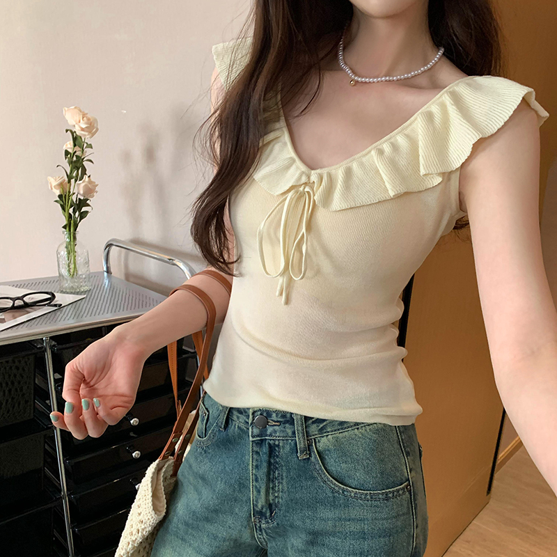 Korean style sleeveless tops temperament sweater for women