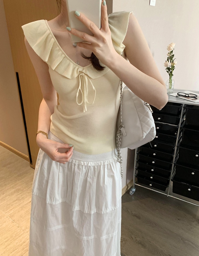 Korean style sleeveless tops temperament sweater for women