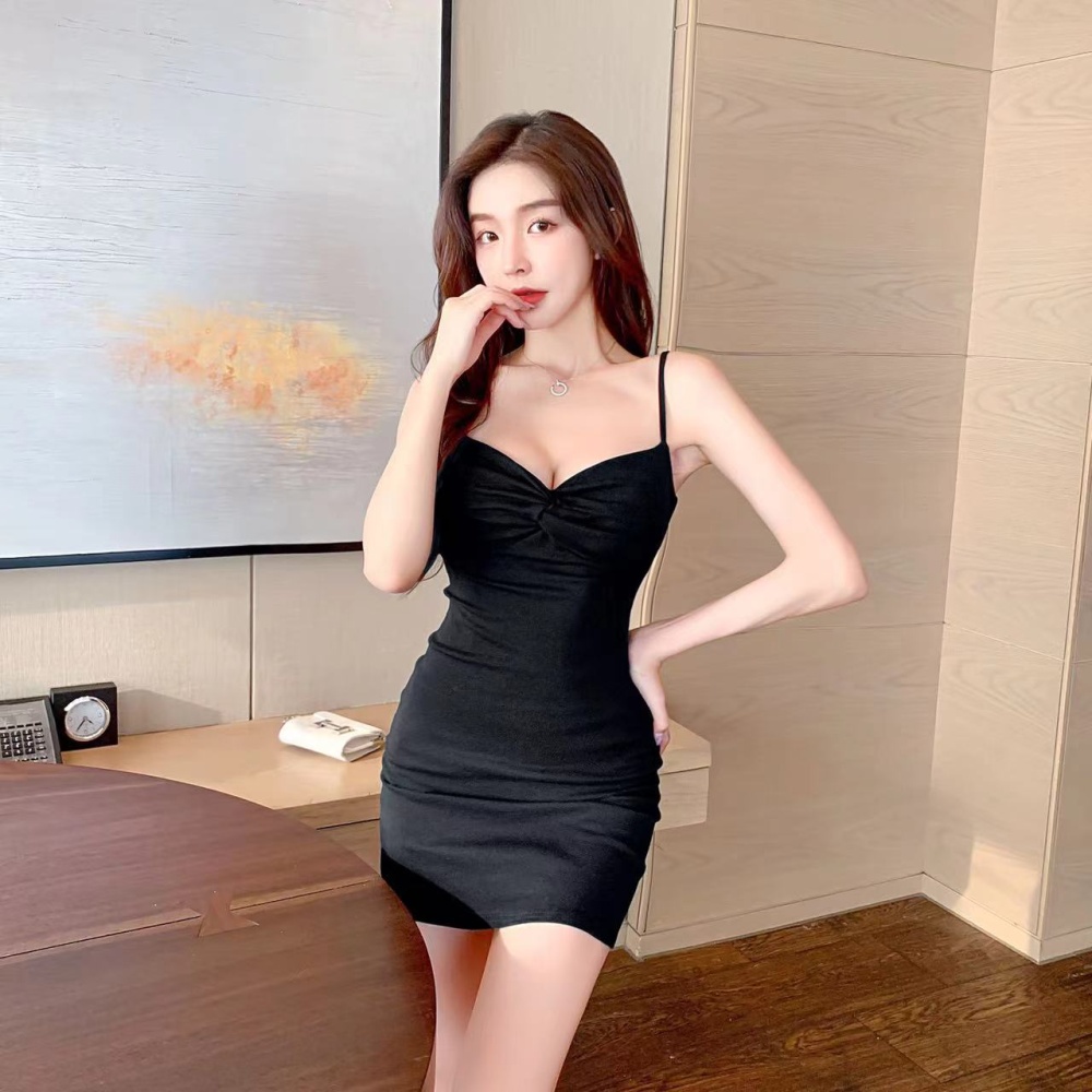 Low-cut short V-neck package hip sling slim sexy dress